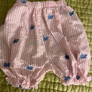 seersucker whale embroidered girls bloomers shorts
